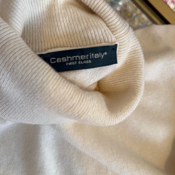 Cashmeritaly Cream Cashmere Blend Turtleneck Sweater Womens Large Quiet Luxury - Picture 6 of 6